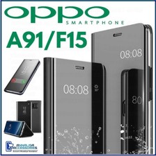 COVER FLIP PER OPPO A91 / OPPO F15 CUSTODIA LIBRO CLEAR VIEW 360° NERA A 91 F 15