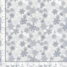 Christmas Fabric Metallic Snowflake Toss Gray White Timeless Treasures YARD