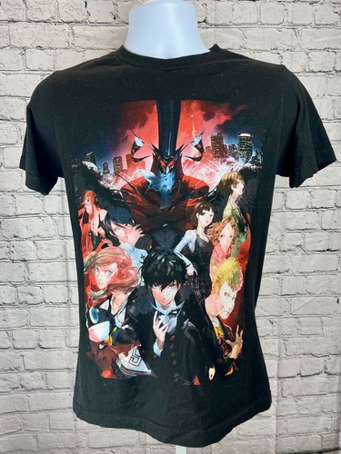 Japanisches Anime Persona 5 Altus Unisex schwarz Rundhalsausschnitt Grafik Shirt Größe Small