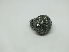 Beautiful Cocktail Ring Dark Silver Tone Stretch Clear-Gray Rhinestones NICE