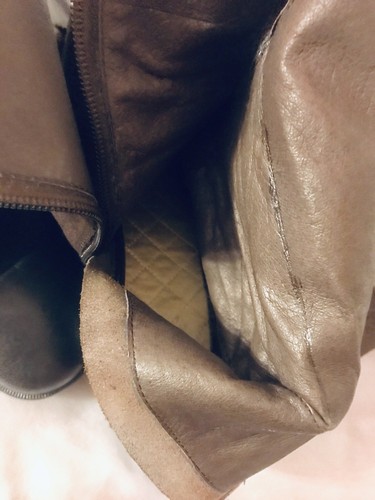 Lands End Long Brown Leather/Suede Low Block Heel Side Zip Boots Size 9M - Picture 9 of 12