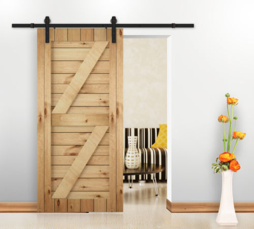 Black rustic sliding barn door hardware sliding track 2M 2.4M 3M 3.2M 3.6M 4M