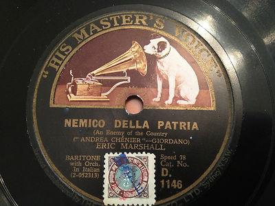 ERIC MARSHALL ''Nemico Della Patria''/''O Star Of Eve'' 78rpm 12'' 1926 D1146 EX+