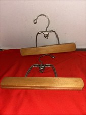 Vintage Eylte Wooden Hangers Metal Clamp Pants Skirt lot of 2