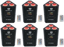 6 Rockville RF WEDGE BLACK RGBWA UV Battery Wireless DMX DJ Up Lights RF Remotes