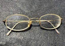 Vintage Giorgio Armani Shiny Gold Oval Wire Frame Eyeglasses Italy 48-20-135