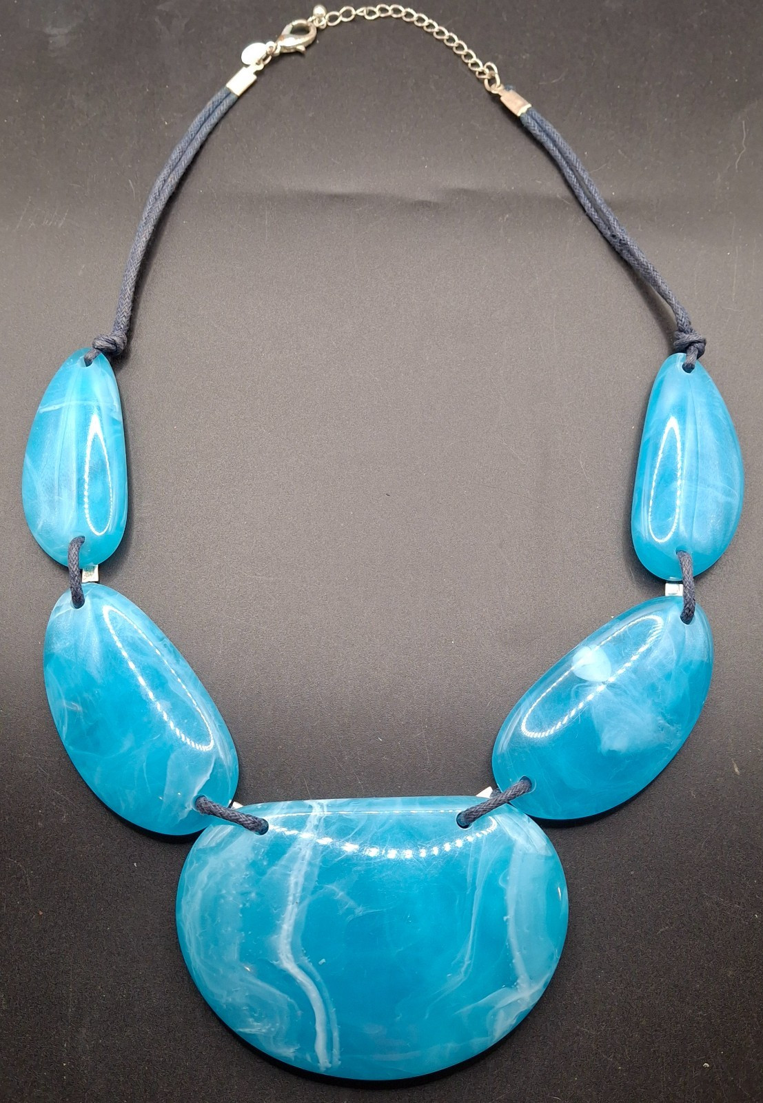 Beautiful Large Blue Bead Statement Necklace Mark… - image 1