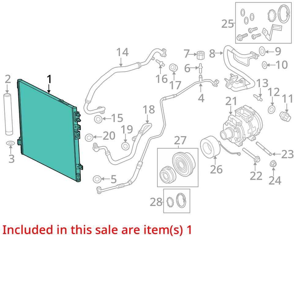 Dodge Charger 2011-2023 condensador de aire acondicionado 129 k OEM Foto 4 de 4