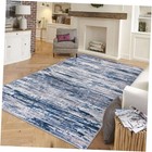 Navy Blue Gray Neutral Multi 5x7 Modern Abstract Area Rug for Bedroom, Large 