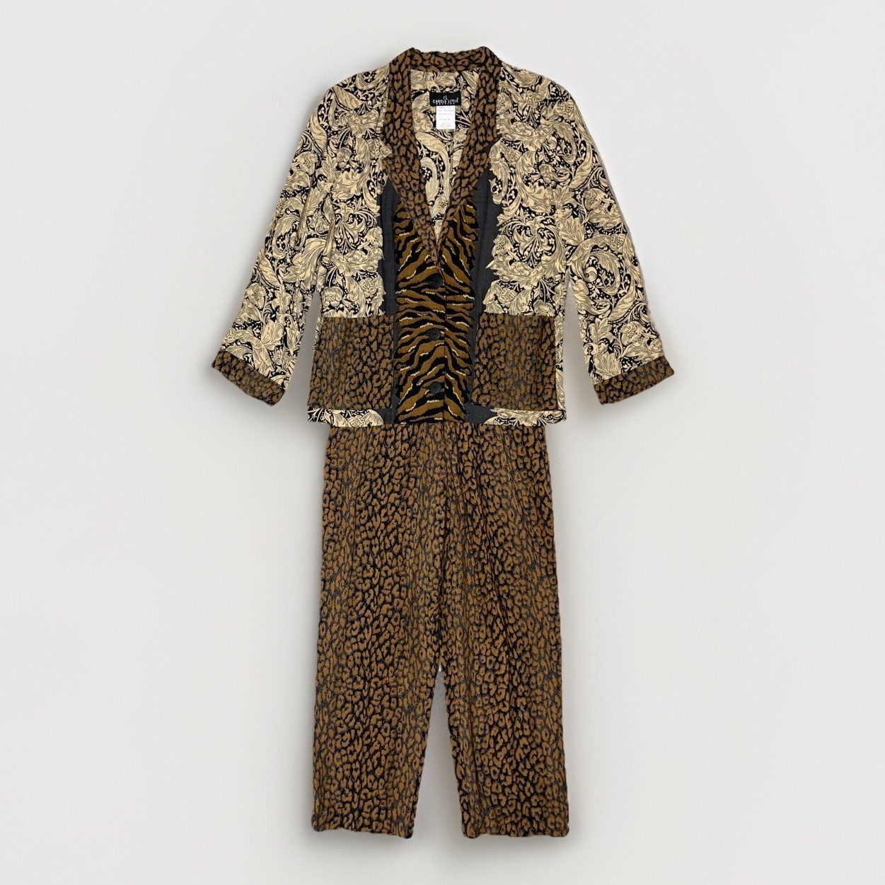 Vintage Carole Little 2 Pc Pant Suit Animal Print Pants Size 4 6 Rare image 2