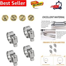 4 Pcs Hose Clips, Worm Drive Pipes Hose Clamps, Adjustable 6-12mm Range Stain...