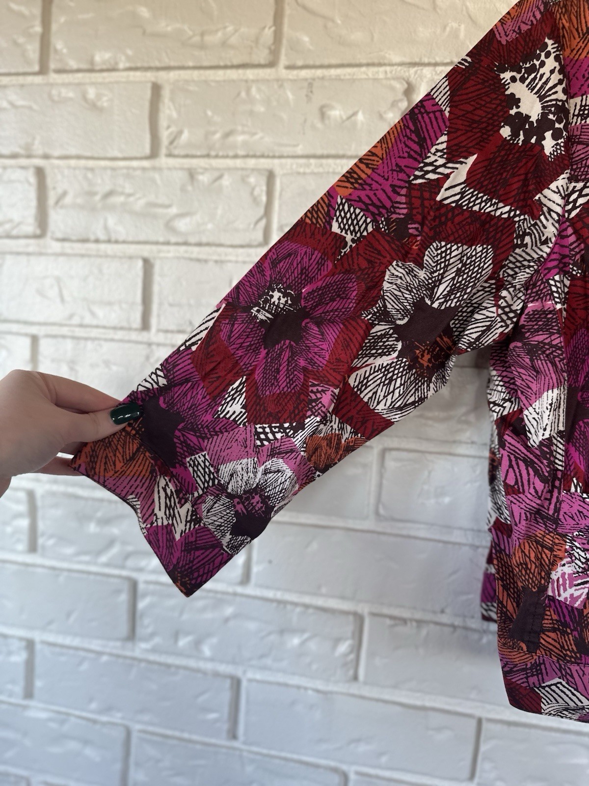 Ruby Rd Floral Patchwork Button Front Jacket Top … - image 5