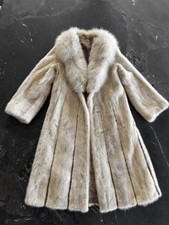 Harry Richer Furs Pearl Mink Blue Fox Fur Coat Ivory Champagne Size M Vintage