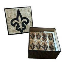 Fleur De Lis Domino Set Hand Decorated Customized New Orleans Mardi Gras UNIQUE