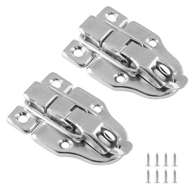 Zorfeter 2Pcs Modern Silver Style Duckbilled Hasp Clasp Latch Lock Box 