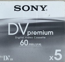 SONY Mini DV Premium 60 min DVC DVM60PR4 Digital Video Cassette Tapes 5 Pack Box