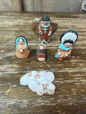 Whitefeather Studios 5 Piece Nativity Set Native American Nativity Scene Pottery