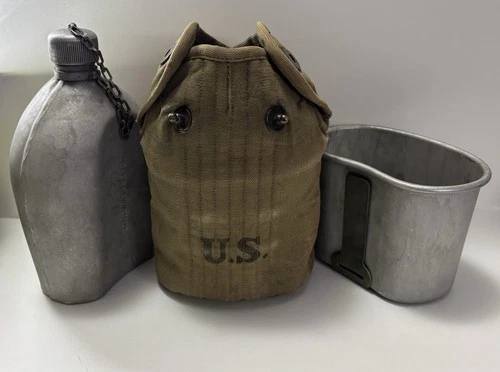 Great Shape Original Vintage WW1 US Military Canteen Cup and  Cover  All Dated
