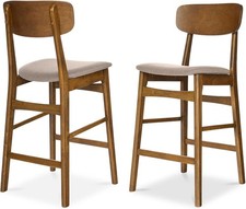 Bar Stool Set of 2, Modern Farmhouse Counter Height Stools W/Armless Upholstered