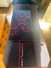 GTPLAYER Black Gaming Desk 140x50x75cm Metal Matte Finish with Cup Holder