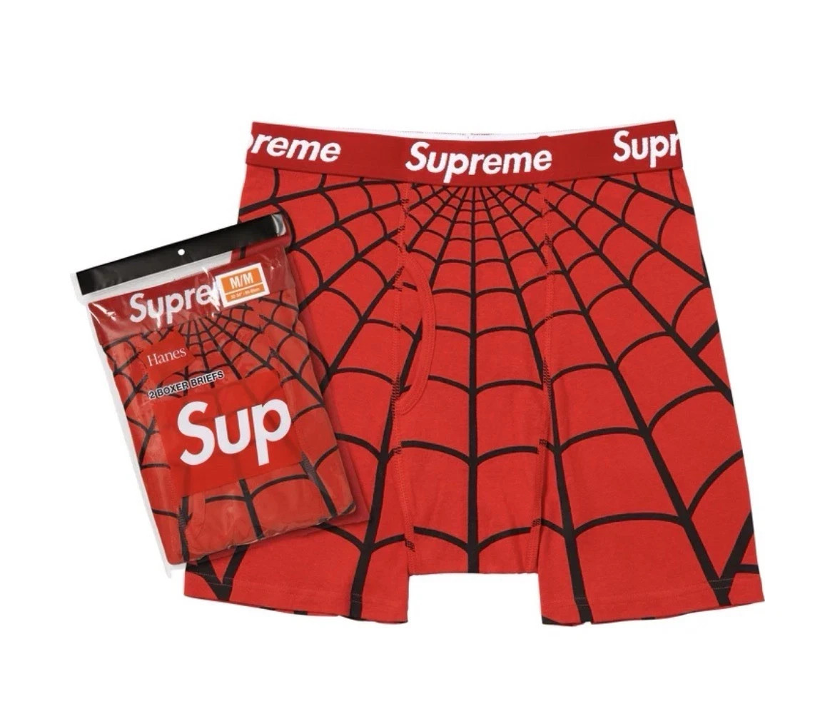 Supreme®/Hanes® Spider-Man Boxer Briefs Supreme Hanes Spider-Man Boxer Briefs 2 Pack Red Size Large L SS26