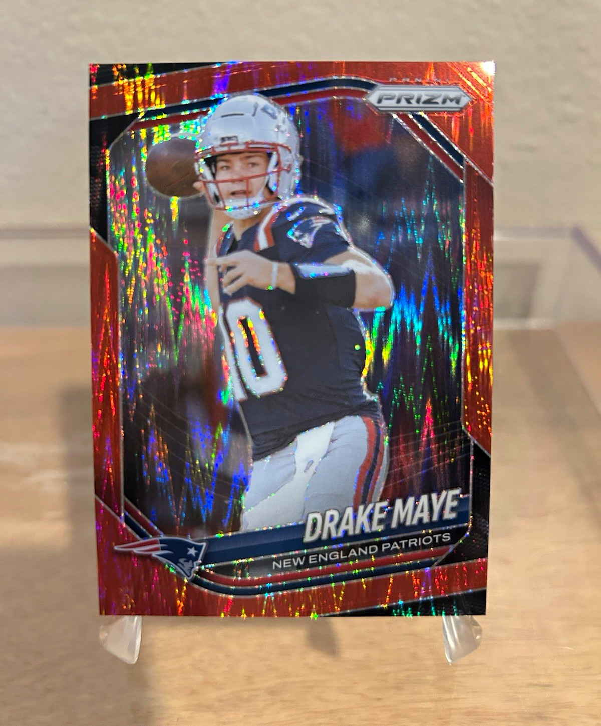Panini 2025 Prizm Football Red Flash Prizm Drake Maye Patriots #165 Color Match