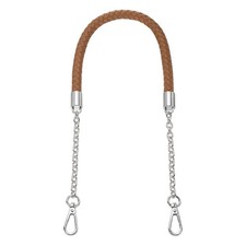 62cm/24.4" PU Leather Braided Purse Strap Coffee, Silver Buckle 