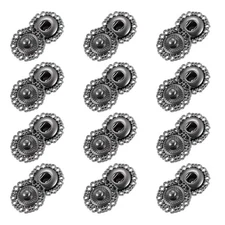 12 Sets Hollow Flower Snap Buttons, Press Buttons 15mm, Iron Grey