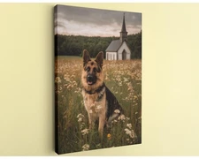 German Shepherd Canvas Art Rustic Farmhouse Wall Decor Pet Memorial Gift