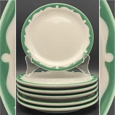 Shenango Restaurant Ware 6pc Everglade Green Bread Butter Plates 1954-63 USA 6"d