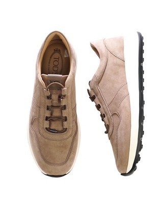 $1,090 TOD'S - Tan Pashmy Suede Logo Sneakers - US 8 (7UK)