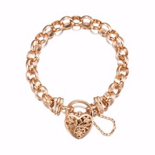 18ct Heavy Rose Gold Plated 10mm Belcher Bracelet Featuring a Filigree Locket...