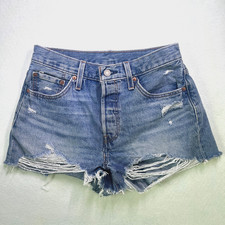 Levis 501 Shorts W29 High Waisted Denim 90s Style Cutoff Jorts Festival Cowgirl