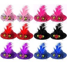 Mini Hair Fascinators - 12 Clip-On Tiny Tea Party Hats in 6 Colors for Women