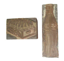 2 Vintage COCA COLA BOTTLES NEWSPAPER PRINTER PRINT BLOCKS LETTERPRESS