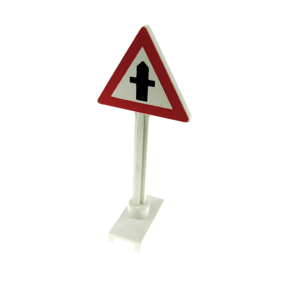 1x Lego Traffic Street Sign B-Ware Used Red White Right of Way Road 649p02