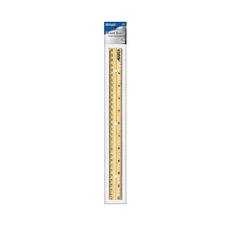 BAZIC Products Wooden Ruler 12" (30cm), Singel Metal Edge, 1-Pack, Wood 