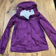 Marmot Girls Rain Jacket Purple Nylon Hooded Lightweight, Size Youth Large