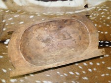 Carved Wooden Dough Bowl Primitive Wood Trencher Tray Rustic Home Decor 19"