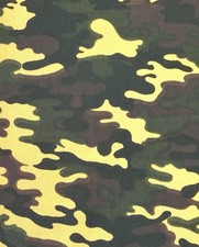 Fabric By The Yard - Brown Green Black Camouflage - 44 Wide - cotton/synthetic