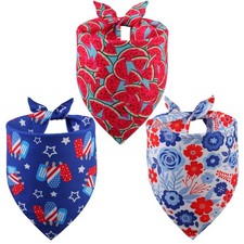3 PCS XLarge 4th Of July Dog Bandanas Summer USA Patriotic Pet Scarves