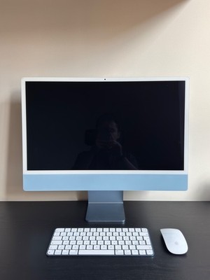 2021 Blue Apple iMac 24 Inch, 8 Core CPU, 7 Core GPU, 16GB Ram, 1TB Storage
