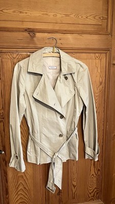 Damen Sommer Jacke Kurzmantel Gr.36 beige schimmert leicht, mit Gürtel