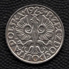 1923 Poland 20 Groszy Crowned Eagle Nickel Coin