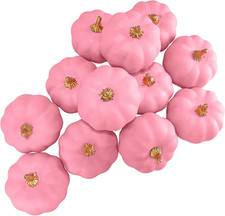 12 Pcs Small Artificial Pink Faux Pumpkins Decorative Foam Pumpkins for Fall Wed