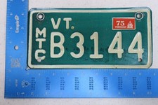 Vermont Vt License Plate Tag Motorcycle MC 1972 1975 B 3144 Green Mountain State