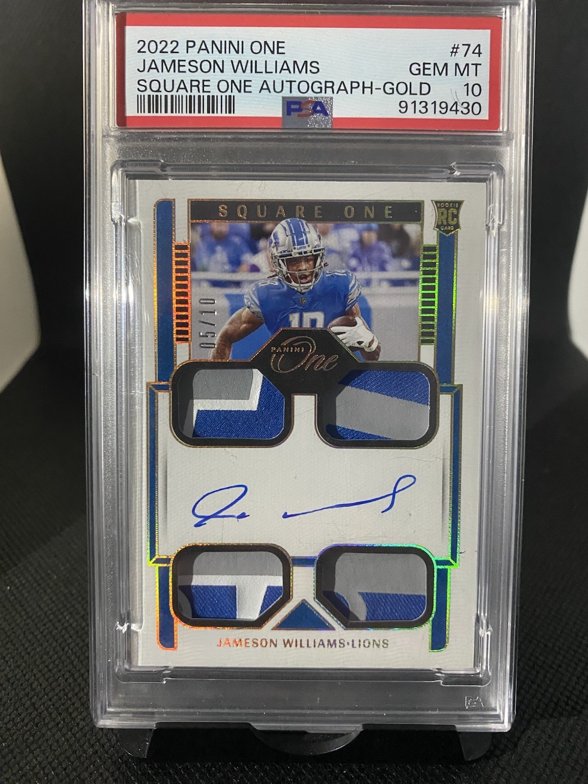 Jameson Williams Panini One #74 Autograph Gold Square One