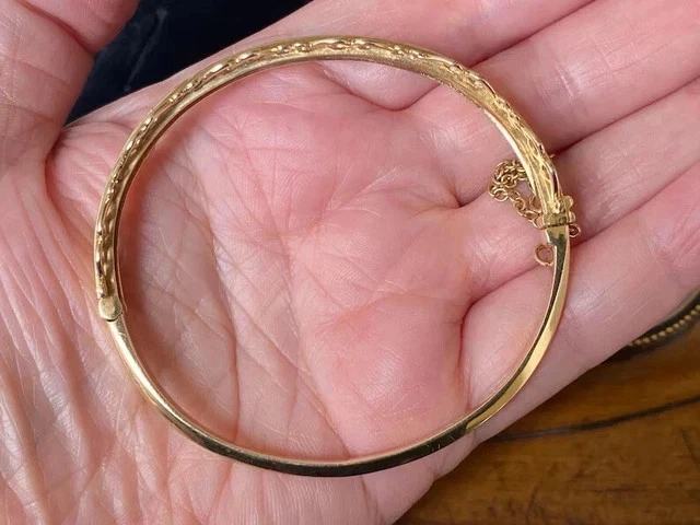 Brazalete Brazalete Vintage Zafiro Creado en Laboratorio Corte Redondo 8Ct Chapado en Oro Amarillo 14k Foto 4 de 4