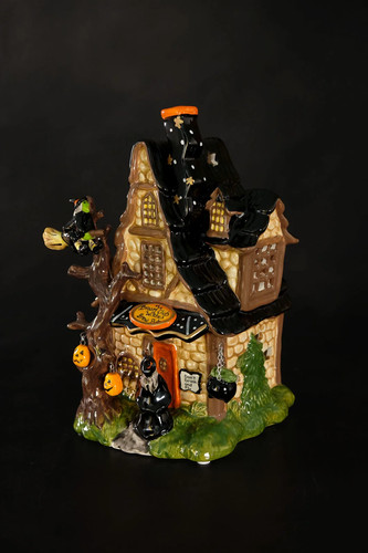 Blue Sky Clayworks Halloween Witches Broom & Brew Pub Candle House