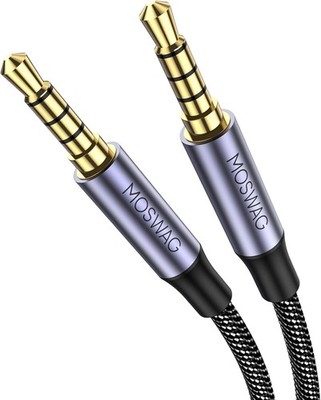 MOSWAG 3,5mm Aux Kabel 1m 3,5 Klinke auf 3,5 Klinke 4 Polig Mikrofon Kopfhörer